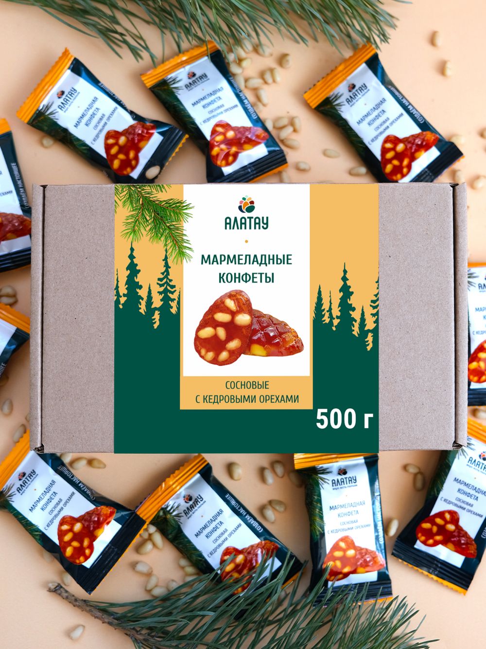 Мармелад сосновый с кедровыми орешками, 500 г
