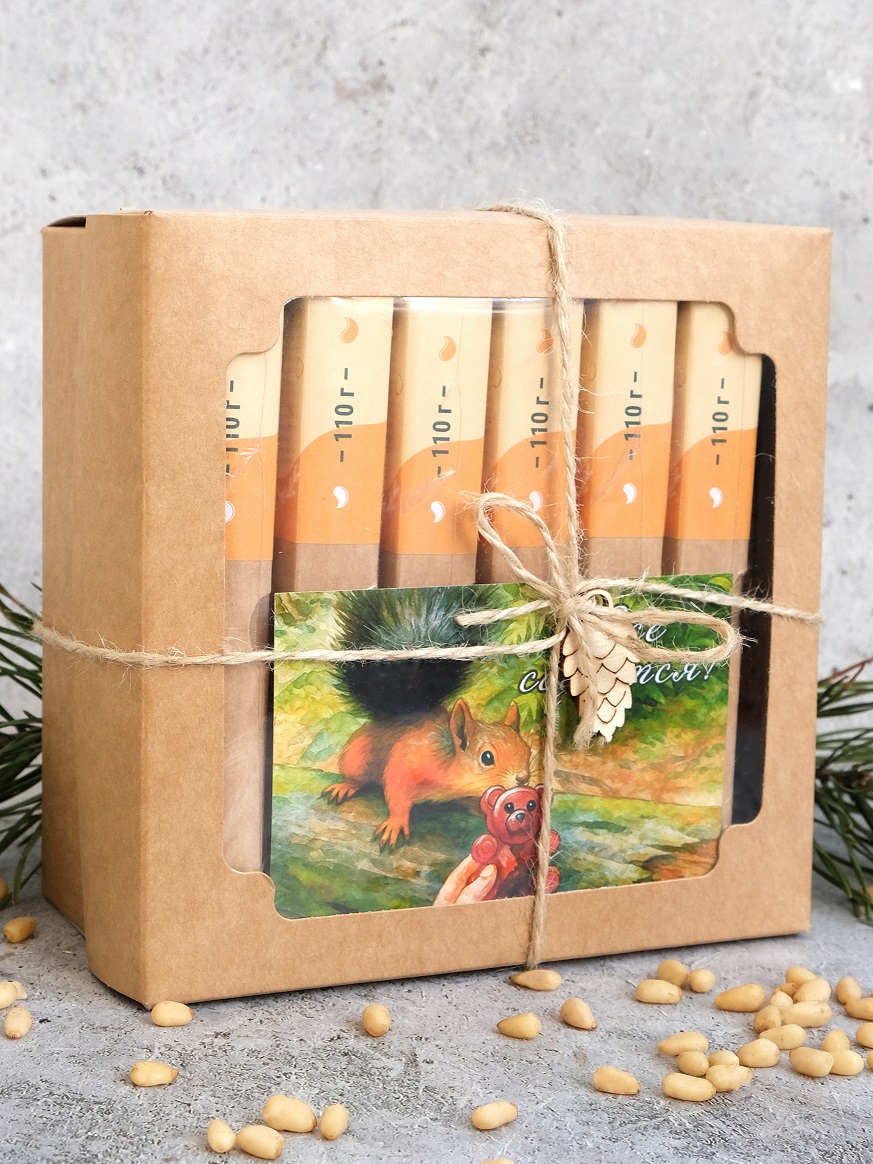 Подарочный набор мармелад с кедровыми орехами 6 шт по 110 г Подарочный набор мармелад с кедровыми орехами 6 шт по 110 г