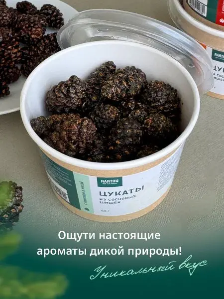 Цукаты из сосновых шишек с лимоном и мятой, 150 гр