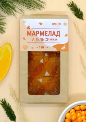 Мармелад ягодный Апельсинка в крафтовой коробке, 110г