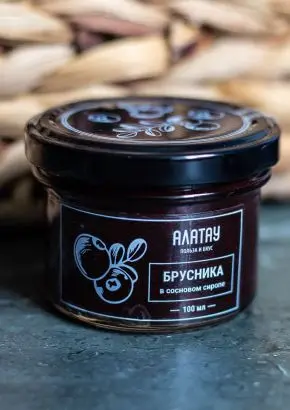 Брусника в сосновом сиропе, 100 мл