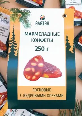 Мармелад сосновый с Кедровыми орешками, 250 гр
