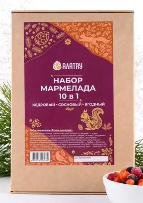 Мармелад натуральный желейный 1 кг набор 10 в 1 в крафт коробке