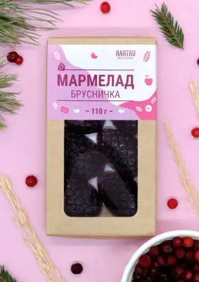 Мармелад ягодный Брусничка в крафтовой коробке, 110г