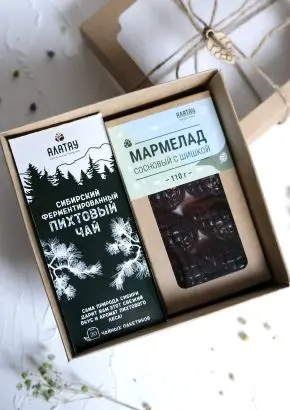 Подарочный набор «Сосновый №3» 4 в 1 (чай и мармелад)