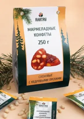 Мармелад сосновый с Кедровыми орешками, 250 гр