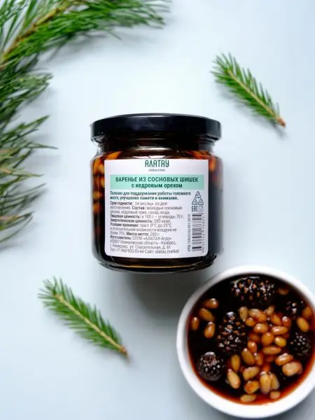 Варенье из сосновых шишек с кедровым орехом, 200 мл Варенье из сосновых шишек с кедровым орехом, 200 мл